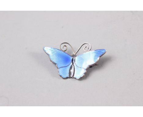 David Anderson: a Norwegian modernist silver and blue enamel brooch, in the form of a butterfly 