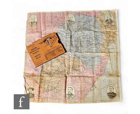 A Parker-Hale instruction manual on service rifles with range finder, and a Boar war printed silk handkerchief for the South 