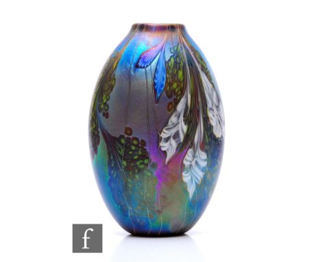 A contemporary Richard P. Golding for Station Glass studio glass vase, of ovoid form with short collar neck, decorated with g