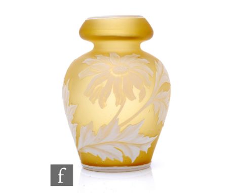 A late 19th Century Stourbridge cameo glass vase, probably Stevens &amp; Williams, of shouldered ovoid form with compressed c