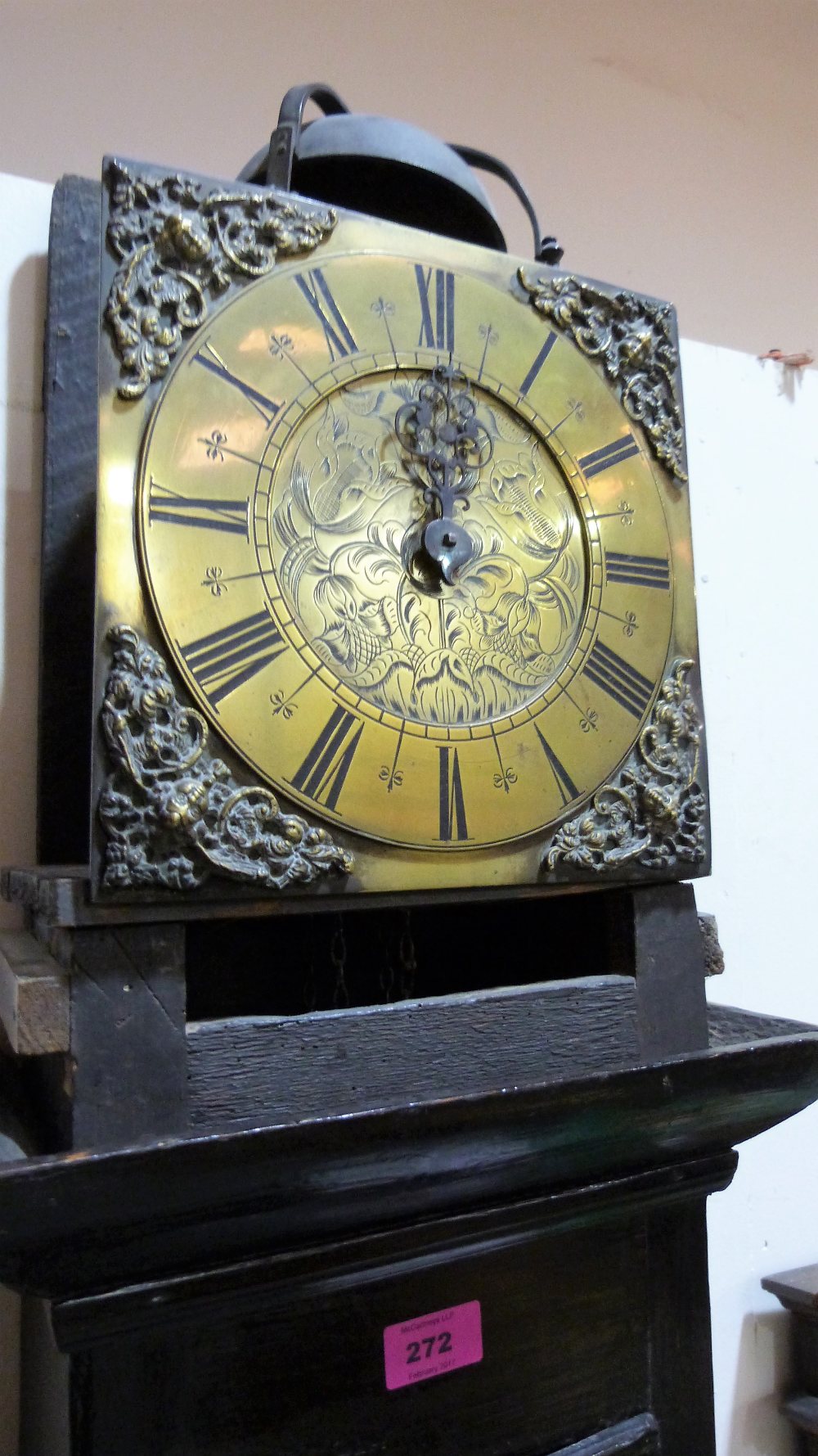 A 17th century lantern clock with weight driven movement, verge