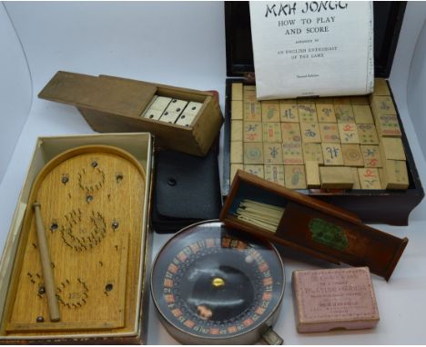 Mah Yong set, miniature bagatelle, Roulette wheel &amp; other games