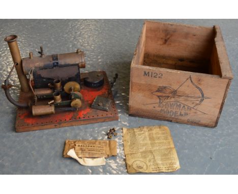Bowman M122 static steam engine, original box, 2 burners &amp; paperwork