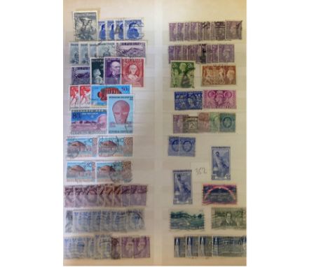 World High value stamp collection in green stock book. Includes stamps from Australia, Germany, Canada, Danzig, France, Cypru