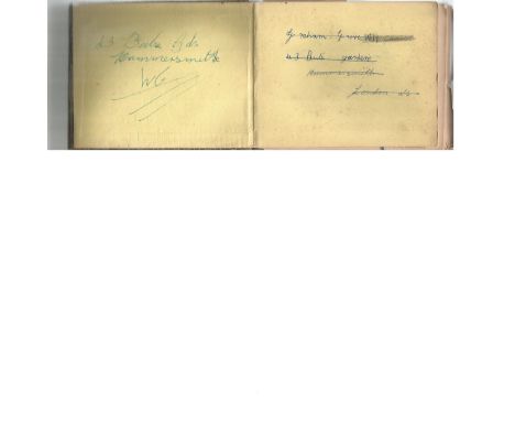 Small vintage autograph book with 30+ signatures. Amongst the names are Syd Seymour, Pat O'Malley, Walt Jackson, Virginia Buc