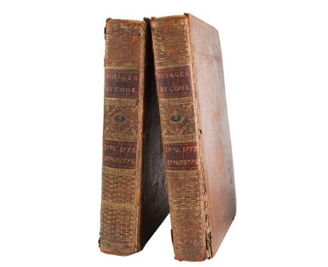 COOK, Capt. James - A Voyage Towards the South Pole, and Round the World : 2 vols, eng. portrait frontispiece, 62 folding cha