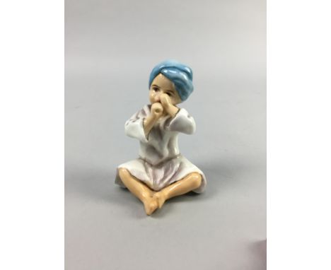 ROYAL WORCESTER FIGURE OF 'INDIA', modelled by Freda Doughty, black marks to base, 8cm high