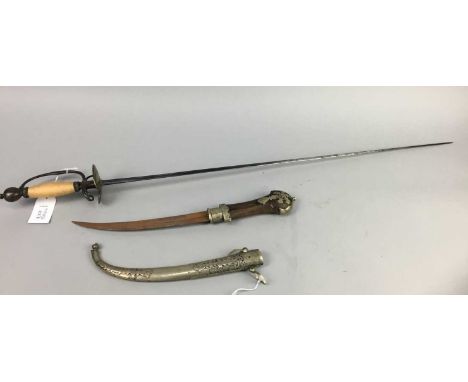 TWO EDGED WEAPONS, including a 17th Century style rapier and an Eastern dagger with scabbard (2)