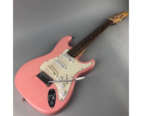 STAGG ELECTRIC SIX STRING GUITAR, with pink body