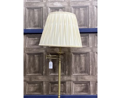 BRASS FLOOR LAMP, 127cm high, along with a table lamp (2)