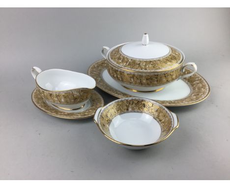 PART SUITE OF NORITAKE DINNER WARE, gilt pattern, 75th anniversary, along with an Aynsley bon bon dish