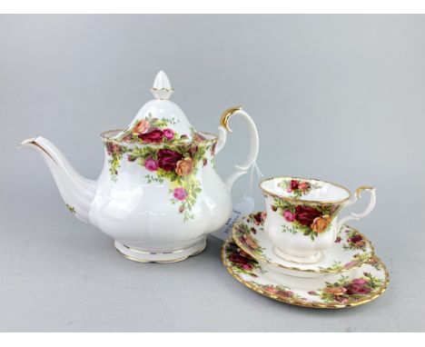 ROYAL ALBERT 'OLD COUNTRY ROSES' PATTERN TEA SERVICE, comprising 6 cups, 6 saucers, 6 side plates, 2 butter dishes, teapot, s