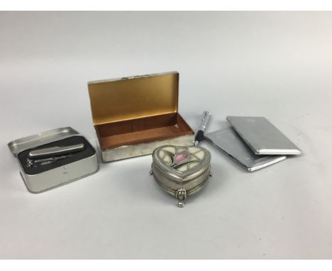 LOT OF SMOKING ACCESSORIES, including two lighters, a pencil lighter, cigarette box and cases, pen knife and trinket boxes