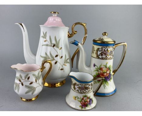 ROYAL ALBERT 'BRAEMAR' PART COFFEE SERVICE, with floral and gilt decoration, along with a Noritake part coffee service