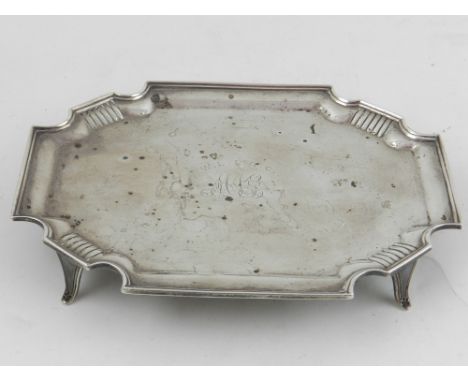 A late 19th century silver teapot stand, hallmarked London. L.17cm W.12cm 