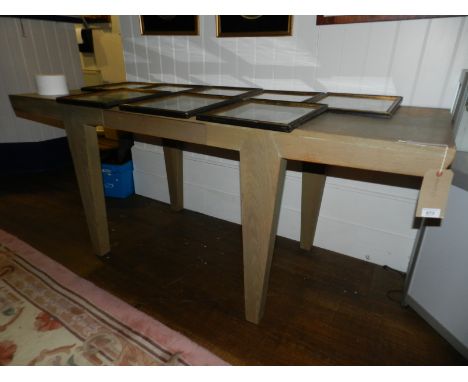 A contemporary pine console table, having single drawer, raised on square tapered legs. H: 76cm L: 184cm D: 65cm 