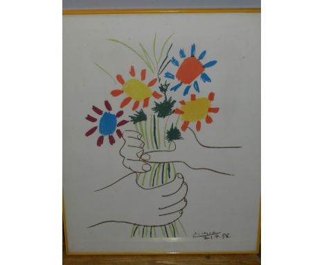 After Pablo Picasso (1881-1973). 'Flowers', lithograph. H: 65cm W: 50cm