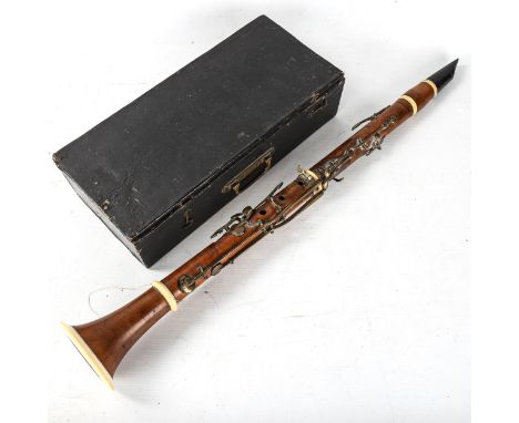 BUTHOD & THIBOUVILLE - an early 19th century boxwood ebony and ivory clarinet, length 66cmIvory ring end has a 4cm chip on th