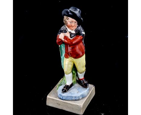 Staffordshire Pearlware figure, man wearing a cloak, height 19cm 