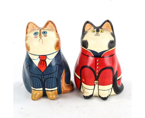 JOAN DE BETHEL, pair of ceramic ornamental cats, height 11cm 