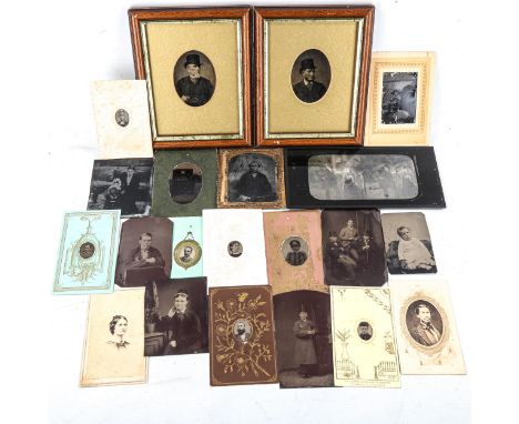 A group of early photographs, including stereo ambrotype etc 