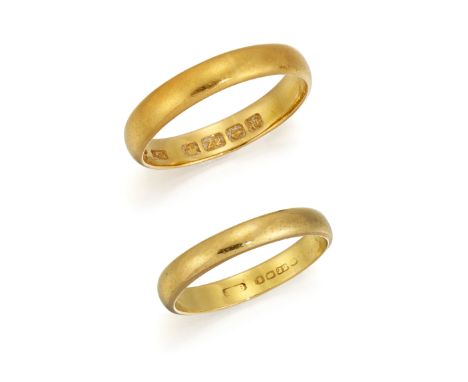 TWO 22CT WEDDING BANDS, sizes R and N, (7.8g)The absence of a Condition Report does not imply that a lot is without imperfect