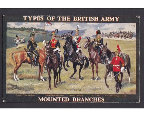 Mounted Branches Colour Postcard "Types of the British Army - Mounted Branches" posted 1914 from Aldershot. This is a fantast