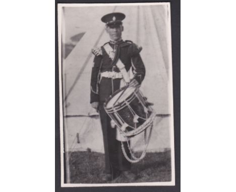 Worcestershire Regiment RP postcard size photo, Drummer, Pte R. Badham, 8/ Worcs Regt