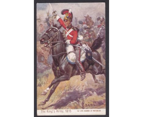 1st Life guards at Waterloo, the King's Army, 1815 by F.A. Stewart. Used postcard, 1907