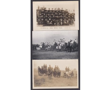 Army Service and ordnance Corps WWI Horse Drawn Logistical Supplies - two photo postcards and 1913 68 Company (M.T.) Army Ser