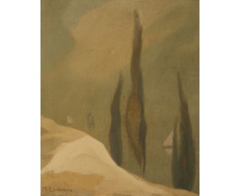Michalis Economou (Greek, 1888-1933)On the way to Loutraki signed 'M.Economou' (lower left)oil on flannel laid on canvas60 x 