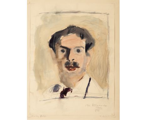 Georgios Bouzianis (Greek, 1885-1959)Portrait of young man (self-portrait) signed, inscribed and dated 'Jo Busianis/Paris/931