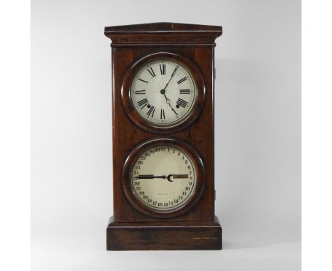 A rare 19th century American twin dial shelf clock, with painted dial and calendar dial below, inscribed patented Dec 28 1875