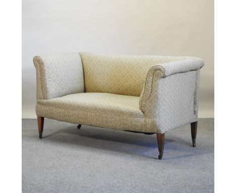 An Edwardian green diamond upholstered drop end sofa, on square legs, 153cm