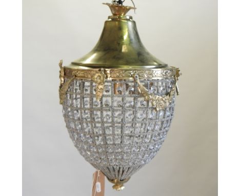 A glass and gilt metal chandelier, 46cm high