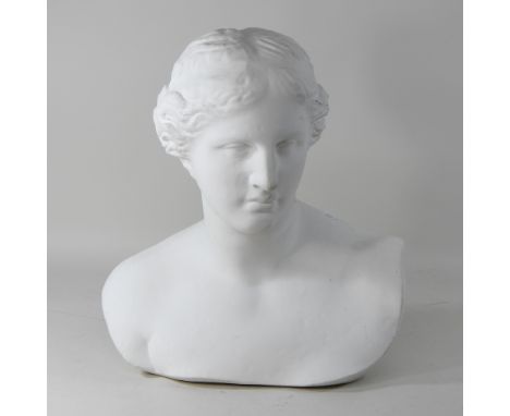 A plaster portrait bust of a lady, 49cm high