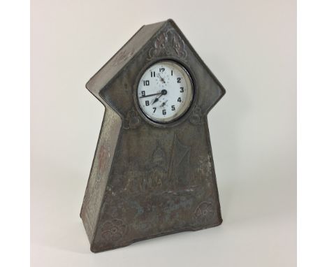 An early 20th century advertising tin, in the form of a mantel clock, bearing a label for Victory V Gums and Lozenges, 37cm h