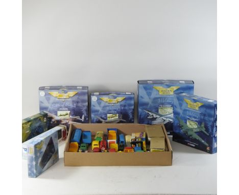 A collection of vintage Dinky toy cars, together with Corgi toy aeroplanes, boxed 