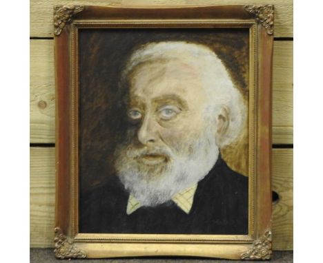 John Hall, 20th century, portrait of Tom Keating, oil on canvas, signed verso '83, 30 x 25cm
