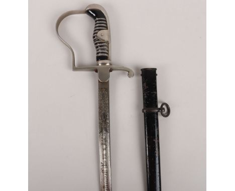 WW2 German Artillery Regiment Nr22 Tripple Etched Sword by Carl Eickhorn, Solingen, being an other ranks dove head pattern wi