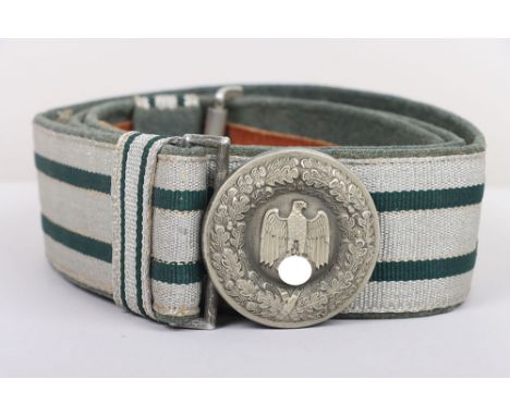WW2 German Army (Heer) Officers Parade Belt & Buckle “Feldbinde”,  aluminium belt buckle with army eagle. With original hooks