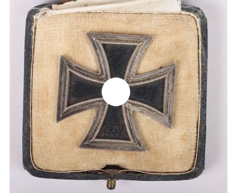 1939 Iron Cross 1st Class by Friedrich Orth with Case of Issue, three piece construction with magnetic iron core. Maker marke