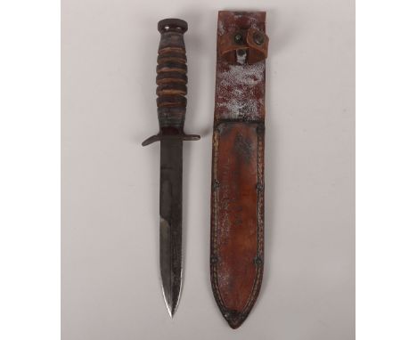 American Export M3 Pattern Fighting Knife, WW2 type M3 fighting knife which has had stamps removed for export re-issue in the