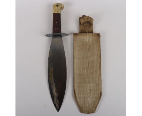 Scarce WW2 British Commando Smatchet Fighting Knife, being a fine example with brass pommel with broad arrow over 13. Wooden 