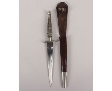 WW2 British 1st Pattern Fairbairn Sykes Commando knife by Wilkinson Sword, nickel plated example with steel ‘S’ shaped cross 