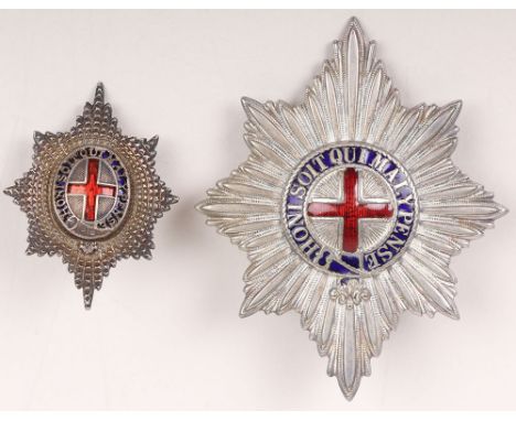 Coldstream Guards Sterling Silver Cap Star, fine two piece example cap star with blue and red enamel to the obverse. The reve