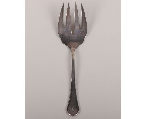 Hermann Göring “Karinhalle” Silver Serving Fork by H.J. Wilm, Berlin, Massive, “800” silver serving fork for fish. Maker mark