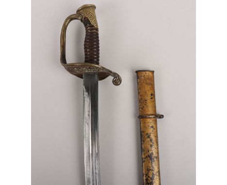 Scarce American Civil War Confederate States of America (C.S.A) Cavalry Sword, slightly curved single edge blade cut with a s
