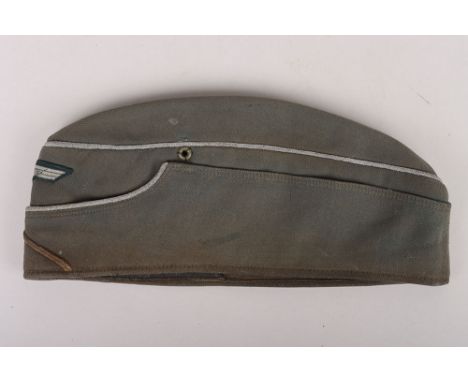 WW2 German Army (Heer) Infantry Officers Overseas / Side Cap, Gabardine wool constructed cap with silver bullion wired piping