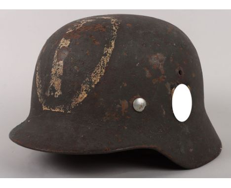 WW2 German Army M-35 Single Decal Steel Combat Helmet, which retains about 85% of its original single decal steel combat helm